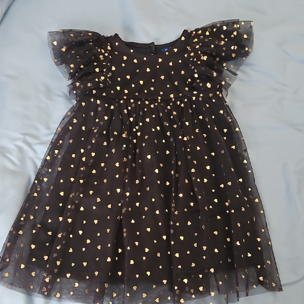 Old Navy Black Dress with Gold Heart Accents